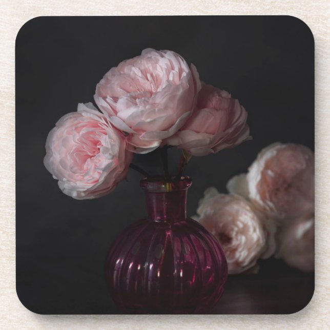 Flowers | Pale Pink Peonies in Vase Coaster (Front)