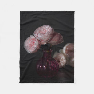 Flowers Pale Pink Peonies in Vase Fleece Blanket