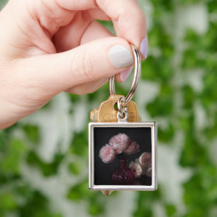 Flowers Pale Pink Peonies in Vase Key Ring