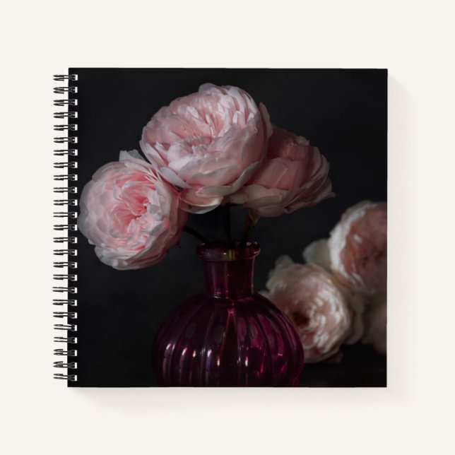 Flowers | Pale Pink Peonies in Vase Notebook (Front)