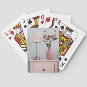 Flowers Pale Pink Roses on Nightstand Playing Cards