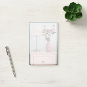 Flowers   Pale Pink Roses on Nightstand Post-it Notes