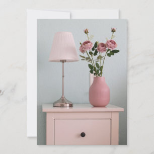 Flowers   Pale Pink Roses on Nightstand Thank You Card