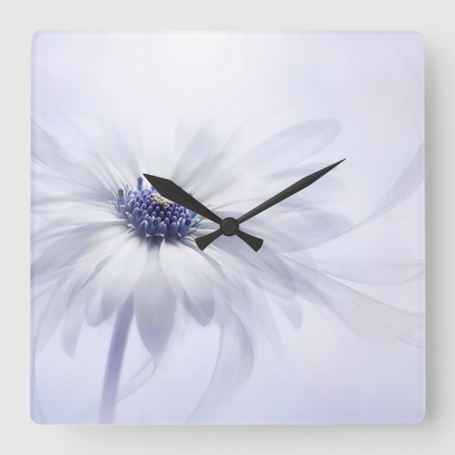 Flowers | Pale Purple Flower Square Wall Clock (Front)