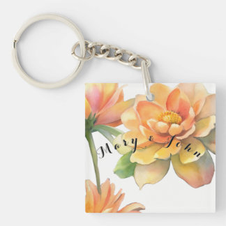 Flowers Party Plates With custom personalise name Key Ring