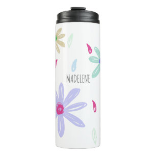 Flowers   Pastel   Name Monogram   Recipe Thermal Tumbler