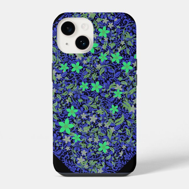 Flowers pattern 08.b Black BG iPhone Case (Back)