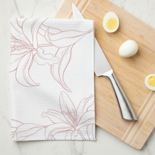 Flowers Pattern 10 Tea Towel (Quarter Fold)