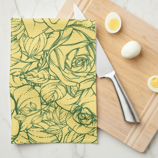 Flowers Pattern 15 Tea Towel (Quarter Fold)