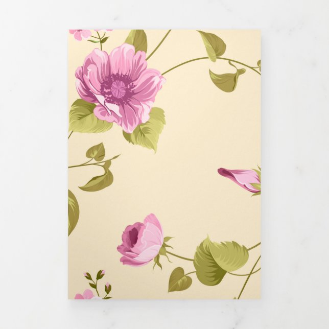 Flowers Pattern 16 Tri-Fold Holiday Card (Cover)