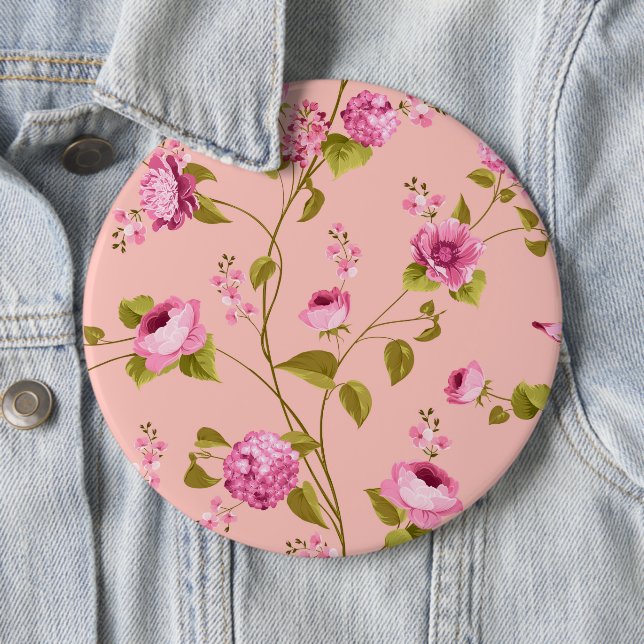 Flowers Pattern 17 6 Cm Round Badge (In Situ)