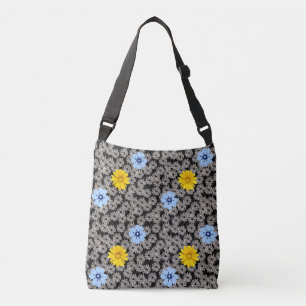 Flowers pattern 19.b. Black BG Crossbody Bag