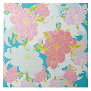 Flowers pattern ceramic tile