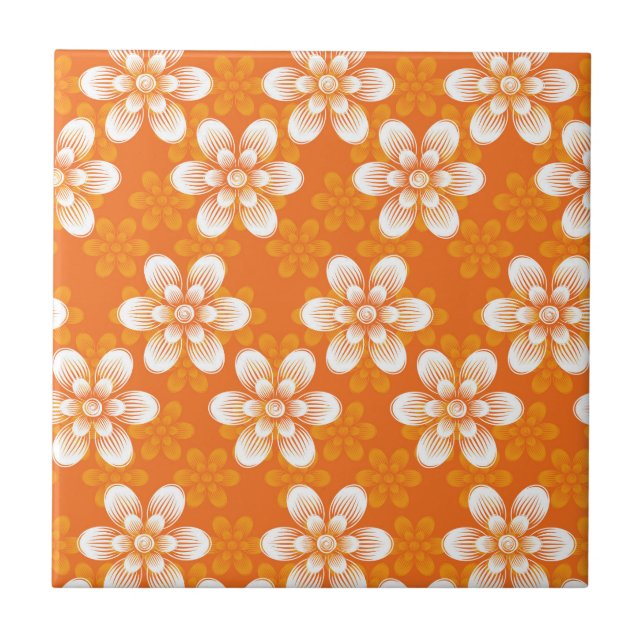 Flowers Pattern Ceramic Tile (Front)