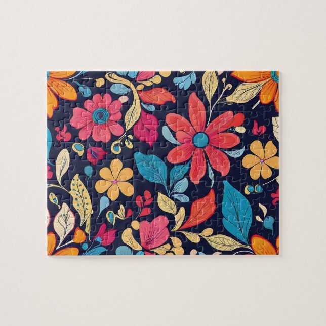 Flowers pattern colourful floral jigsaw puzzle (Horizontal)