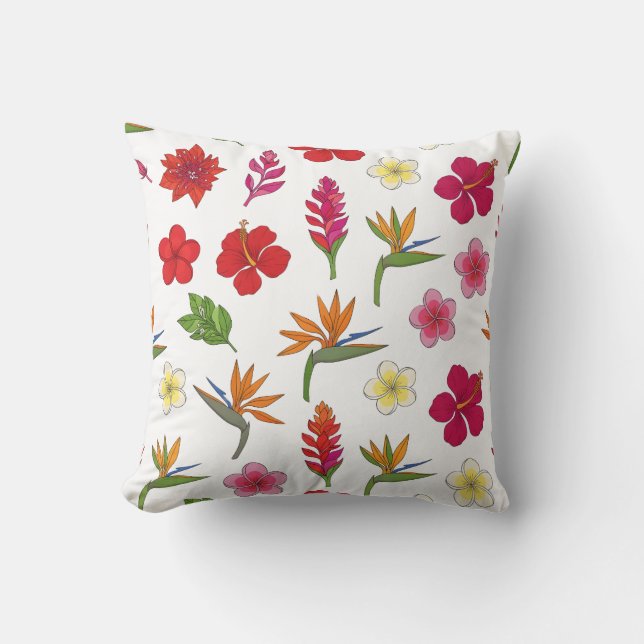 Flowers Pattern – Exotic Botanical Design Cushion (Front)