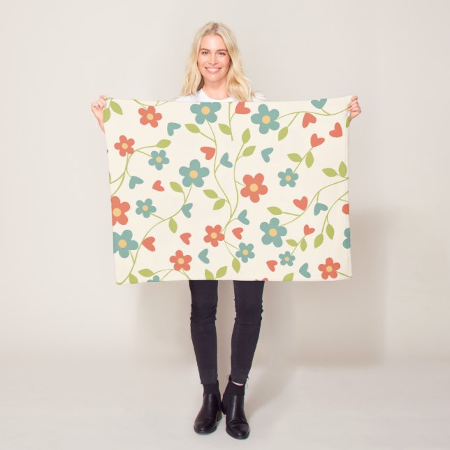Flowers Pattern Fleece Blanket (In Situ)