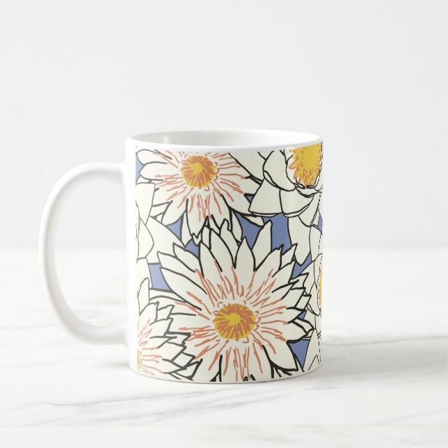 Flowers pattern lotus lily coffee mug (Left)
