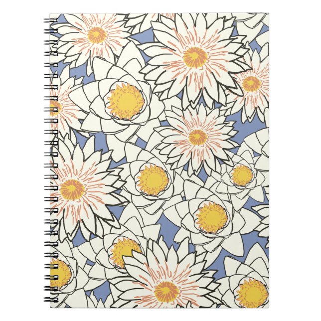 Flowers pattern lotus lily notebook (Front)