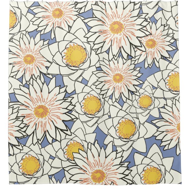 Flowers pattern lotus lily shower curtain (Front)