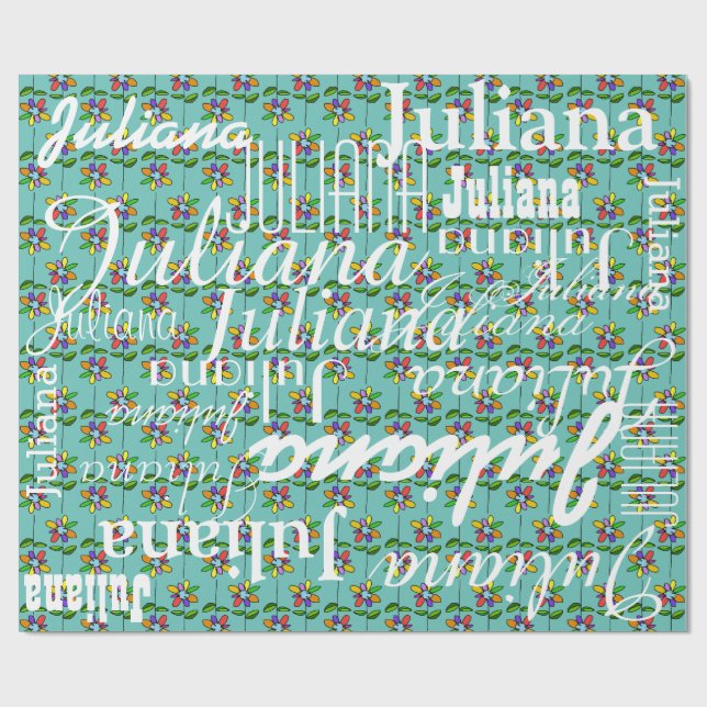 flowers . pattern of names personalised wrapping paper (Flat)