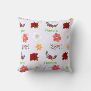 Flowers pattern on grey cushion