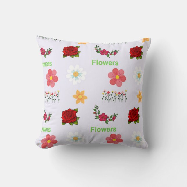 Flowers pattern on grey cushion (Front)