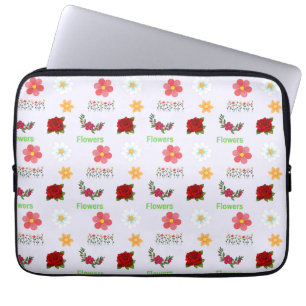 Flowers pattern on grey laptop sleeve