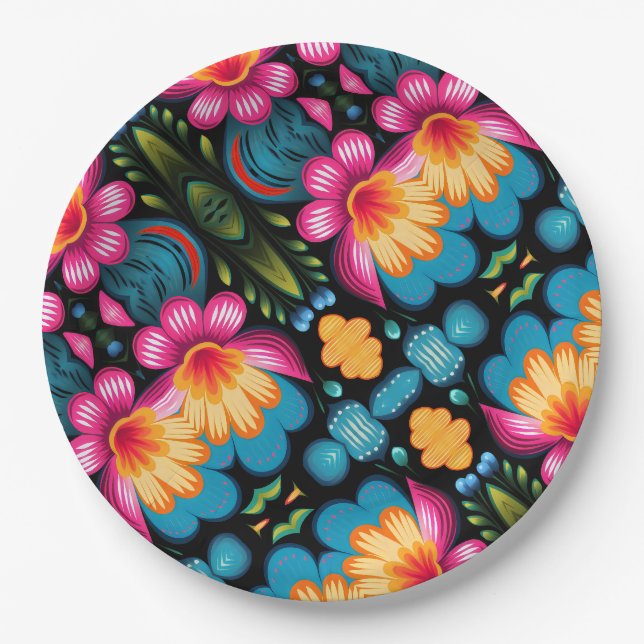 Flowers Pattern Paper Plate (Front)