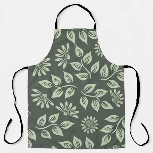 Flowers pattern spring green apron (Front)