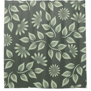 Flowers pattern spring green shower curtain
