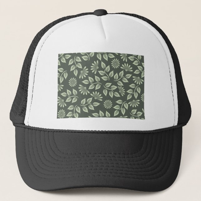 Flowers Pattern Spring Green The Background Leaf Trucker Hat (Front)