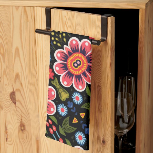 Flowers Pattern Tea Towel (Thirds Fold)