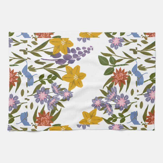 flowers pattern tea towel (Horizontal)