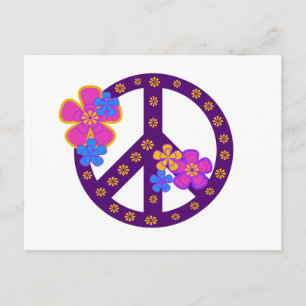 Flowers Peace Symbol Postcard