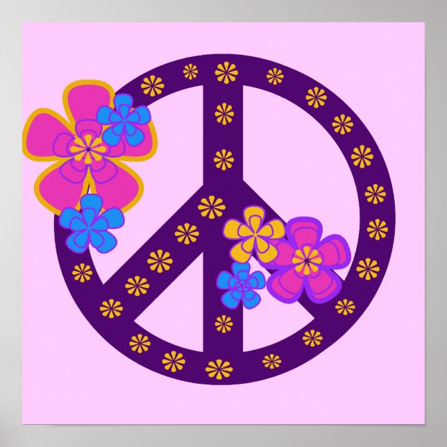 Flowers Peace Symbol T-shirts and Gifts Poster (Front)