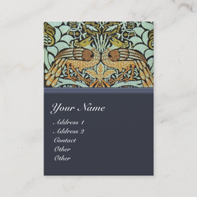FLOWERS,PEACOCKS AND DRAGONS MONOGRAM BUSINESS CARD (Front)