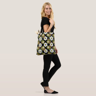 Flowers Pearls And Doughnuts Camel Olive White Bla Tote Bag