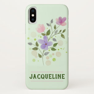 Flowers & Personalised Name Jacqueline iPhone X Case