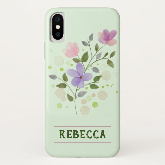 Flowers & Personalised Name Rebecca Case-Mate iPhone Case (Back)