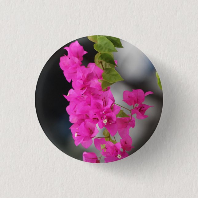 flowers pink 3 cm round badge (Front)