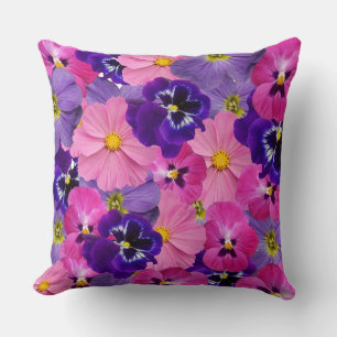 flowers pink and purple cushion
