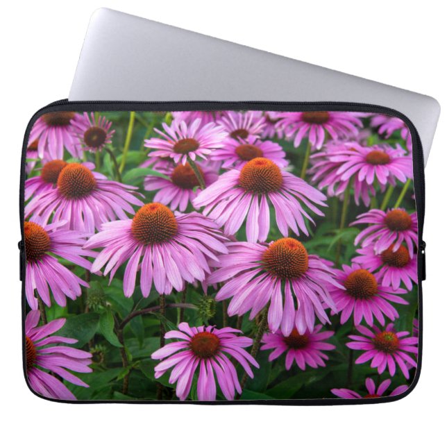 Flowers | Pink Coneflower Garden Laptop Sleeve (Front)