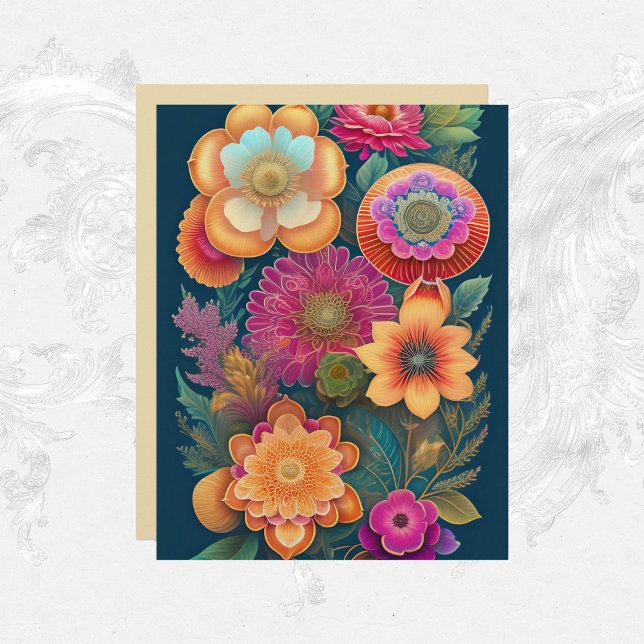 Flowers Pink Orange Colourful Scrapbook Paper (Creator Uploaded)