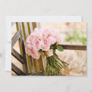 Flowers Pink Rose Bouquet Thank You Card