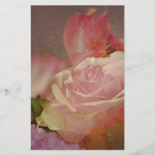 flowers pink roses bouquet rose romantic stationery