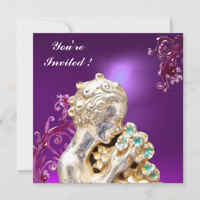 Flowers Pink Swirls In Blue,Purple Sweet 16 Party Invitation (Front)