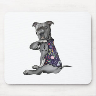 Flowers Pitbull - I Love Mum Hippie Dog Pitbull Ta Mouse Pad