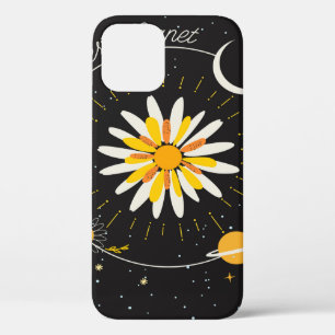Flowers planet the sun and the moon graphic art iPhone 12 case
