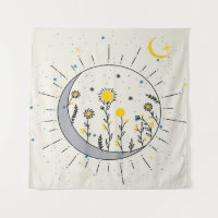 Flowers planet the sun and the moon graphic art